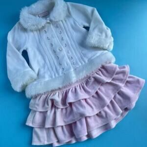 Hanna Andersson Girls White & Pink Jacket & Skirt Bundle Of 2 Size 3-6 Months
